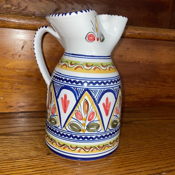 Hand painted art pottery pitcher signed, numbered, from Spain Ceramica De La Cal - Picture 2 of 11